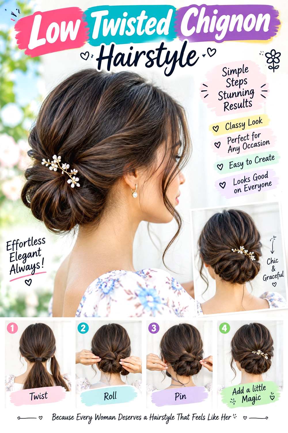 Low Twisted Chignon Hairstyle