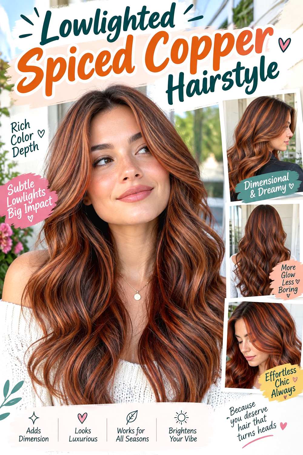Lowlighted Spiced Copper Hairstyle