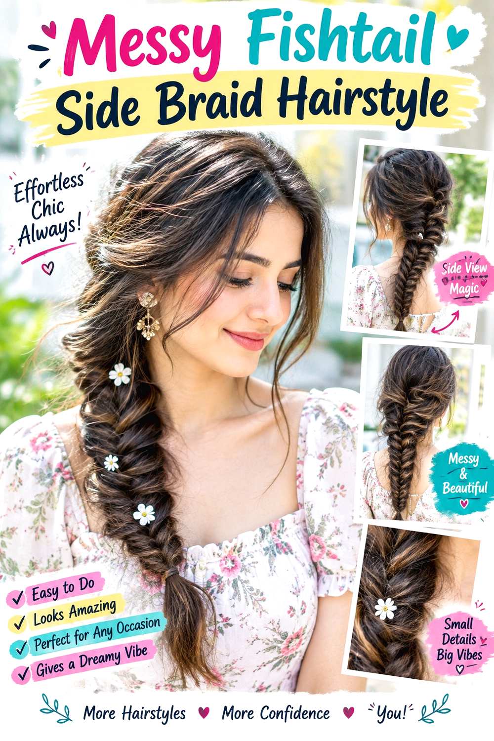 Messy Fishtail Side Braid Hairstyle