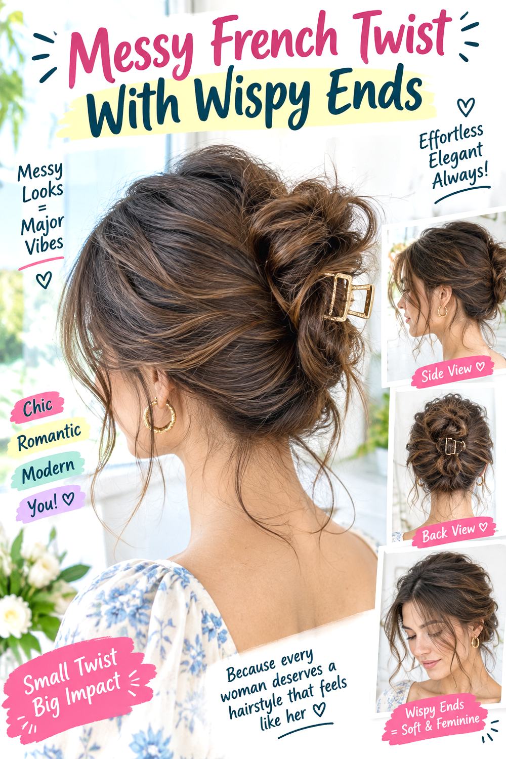 Messy French Twist With Wispy Ends