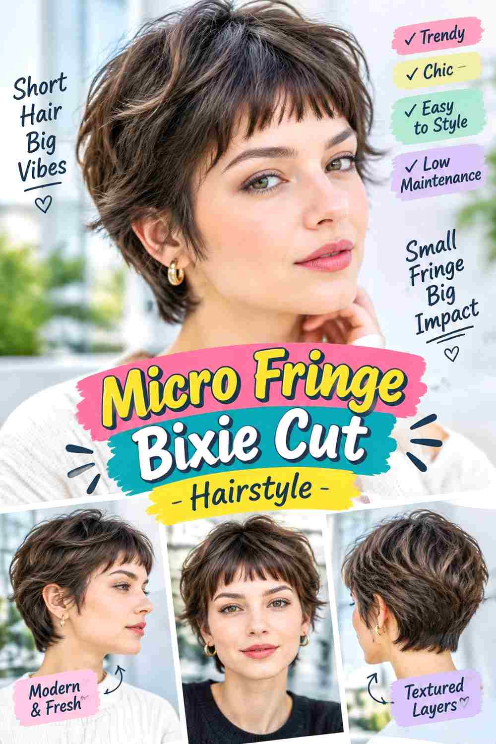 Micro Fringe Bixie Cut Hairstyle
