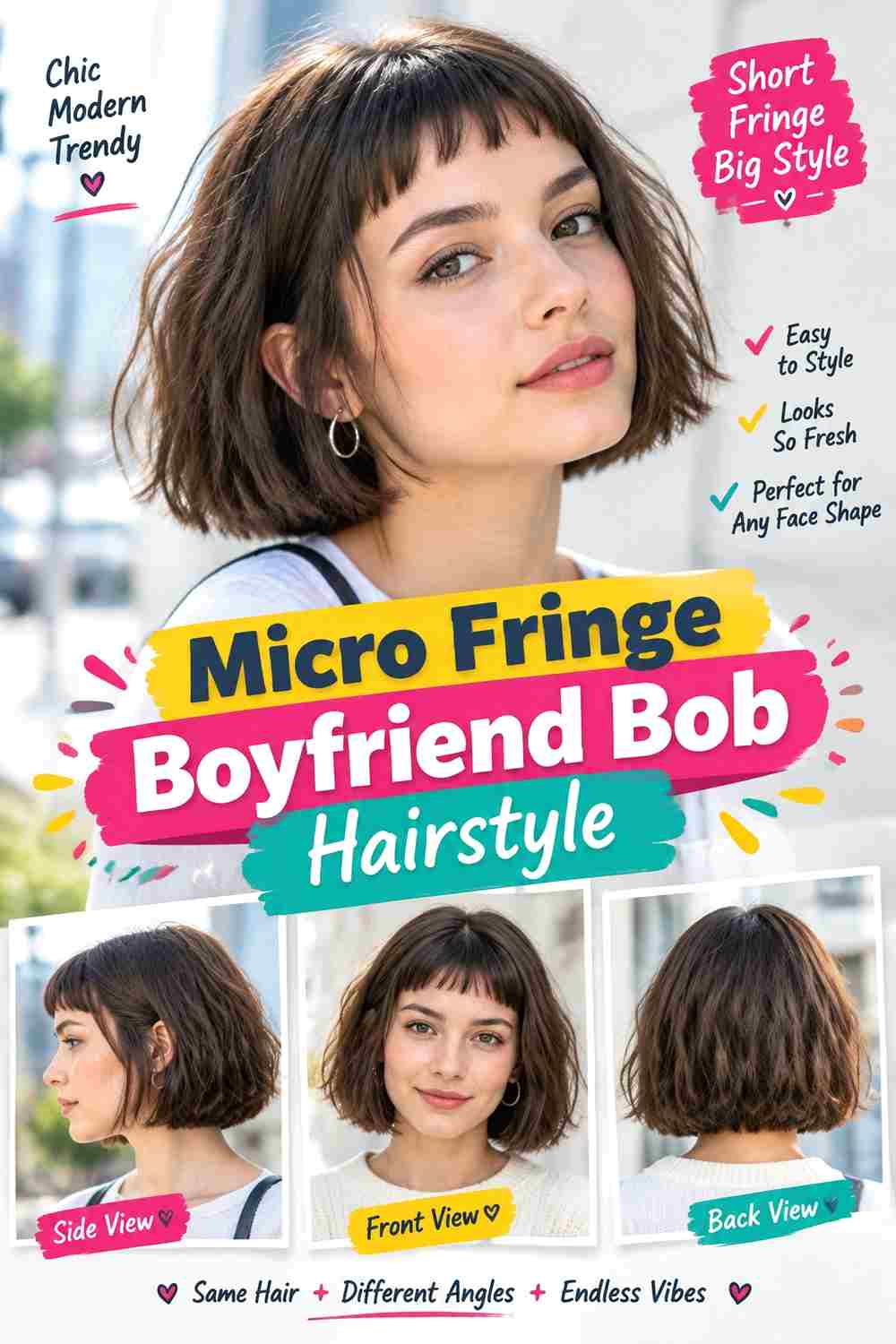 Micro Fringe Boyfriend Bob Hairstyle