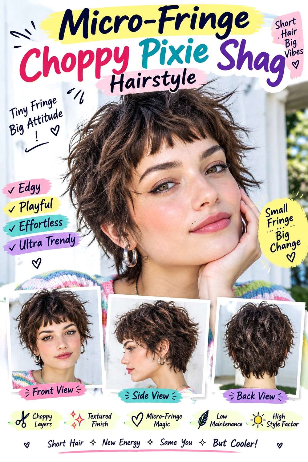 Micro-Fringe Choppy Pixie Shag Hairstyle
