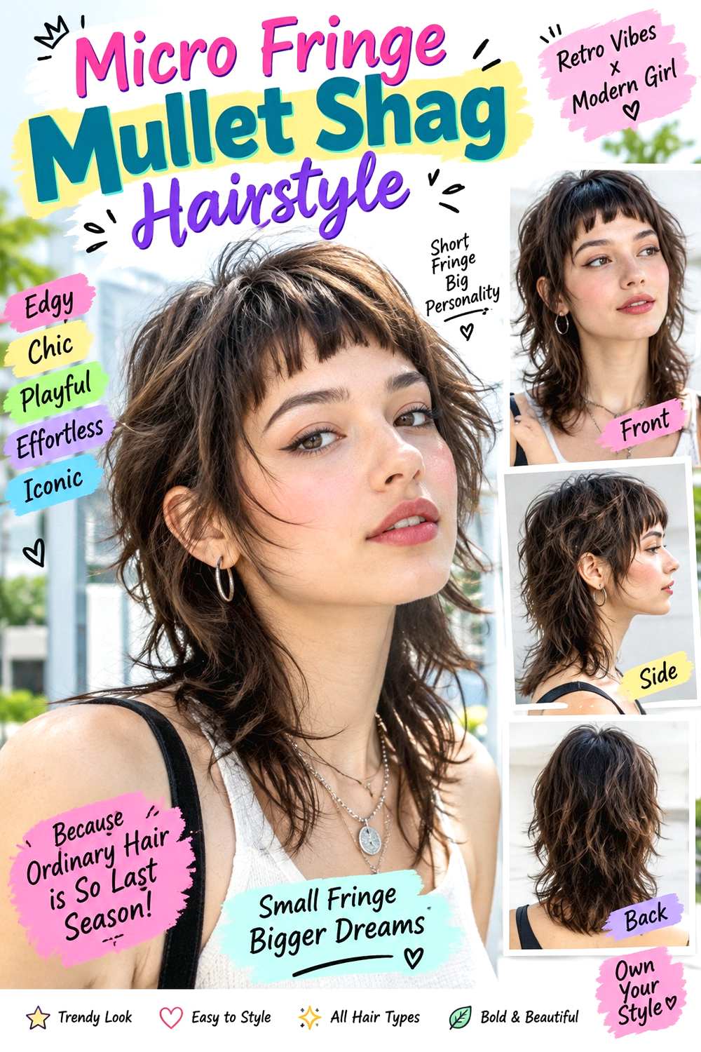 Micro Fringe Mullet Shag Hairstyle