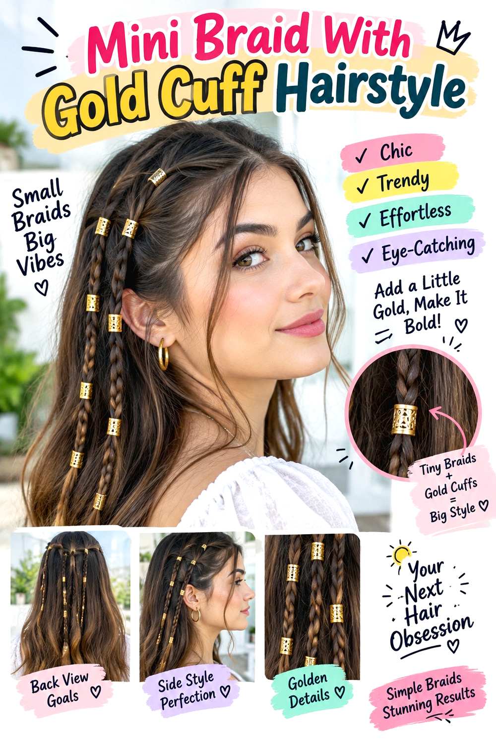 Mini Braid With Gold Cuff Hairstyle