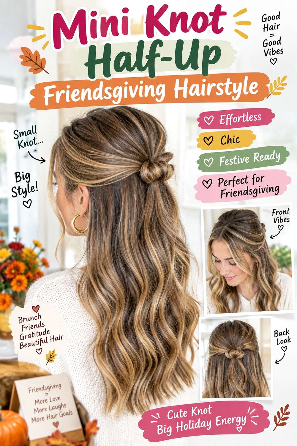 Mini Knot Half-Up Friendsgiving Hairstyle