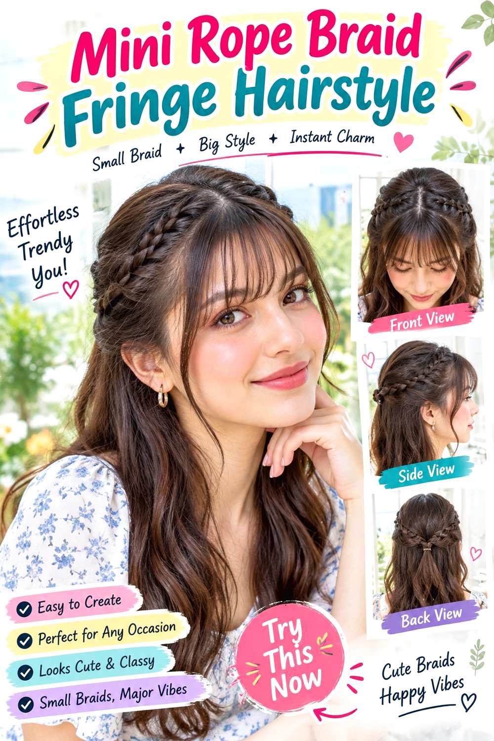 Mini Rope Braid Fringe Hairstyle