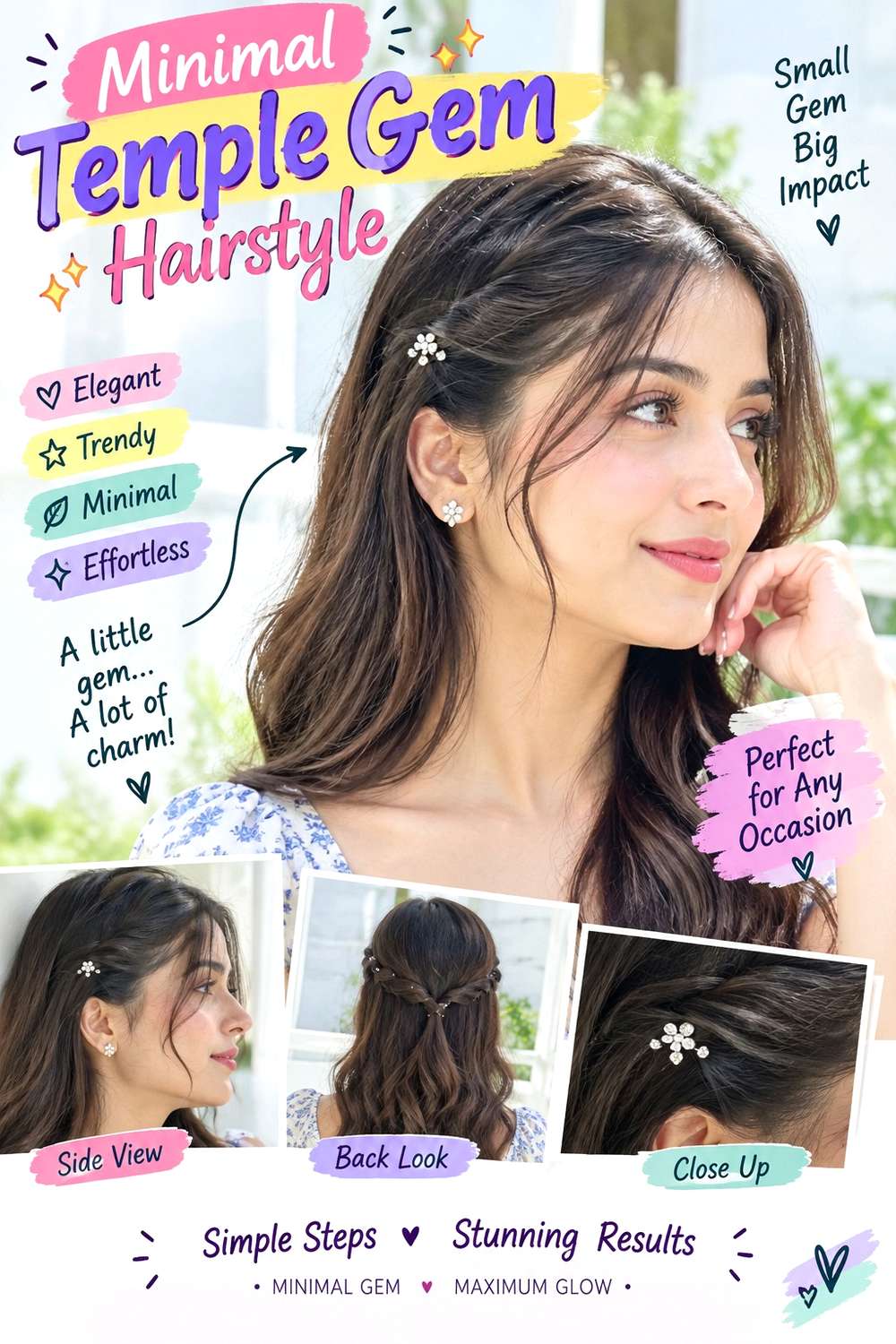 Minimal Temple Gem Hairstyle