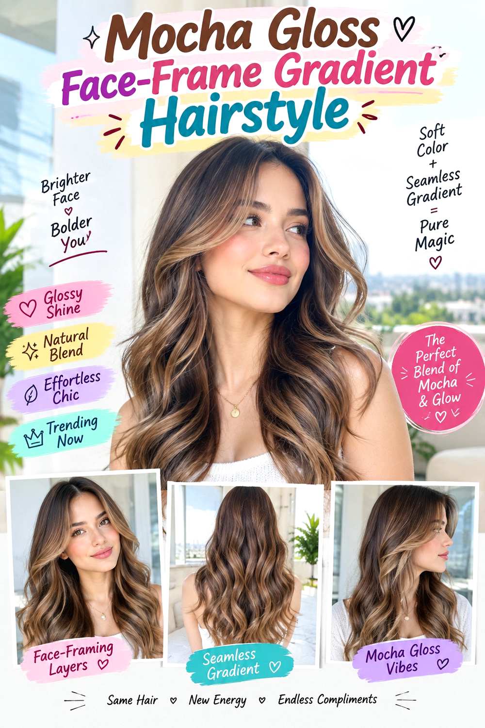Mocha Gloss Face-Frame Gradient Hairstyle