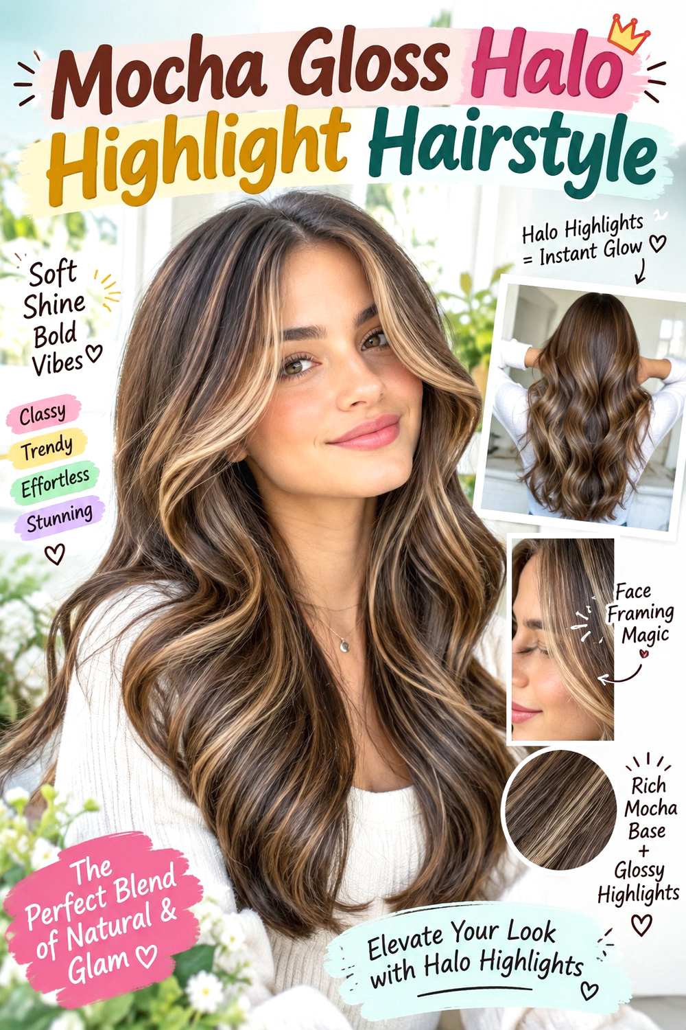 Mocha Gloss Halo Highlight Hairstyle