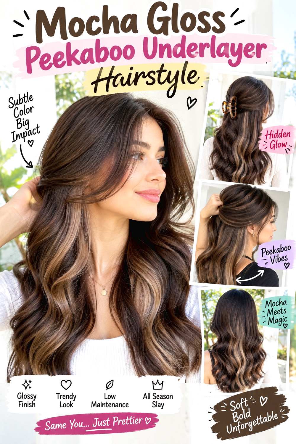 Mocha Gloss Peekaboo Underlayer Hairstyle