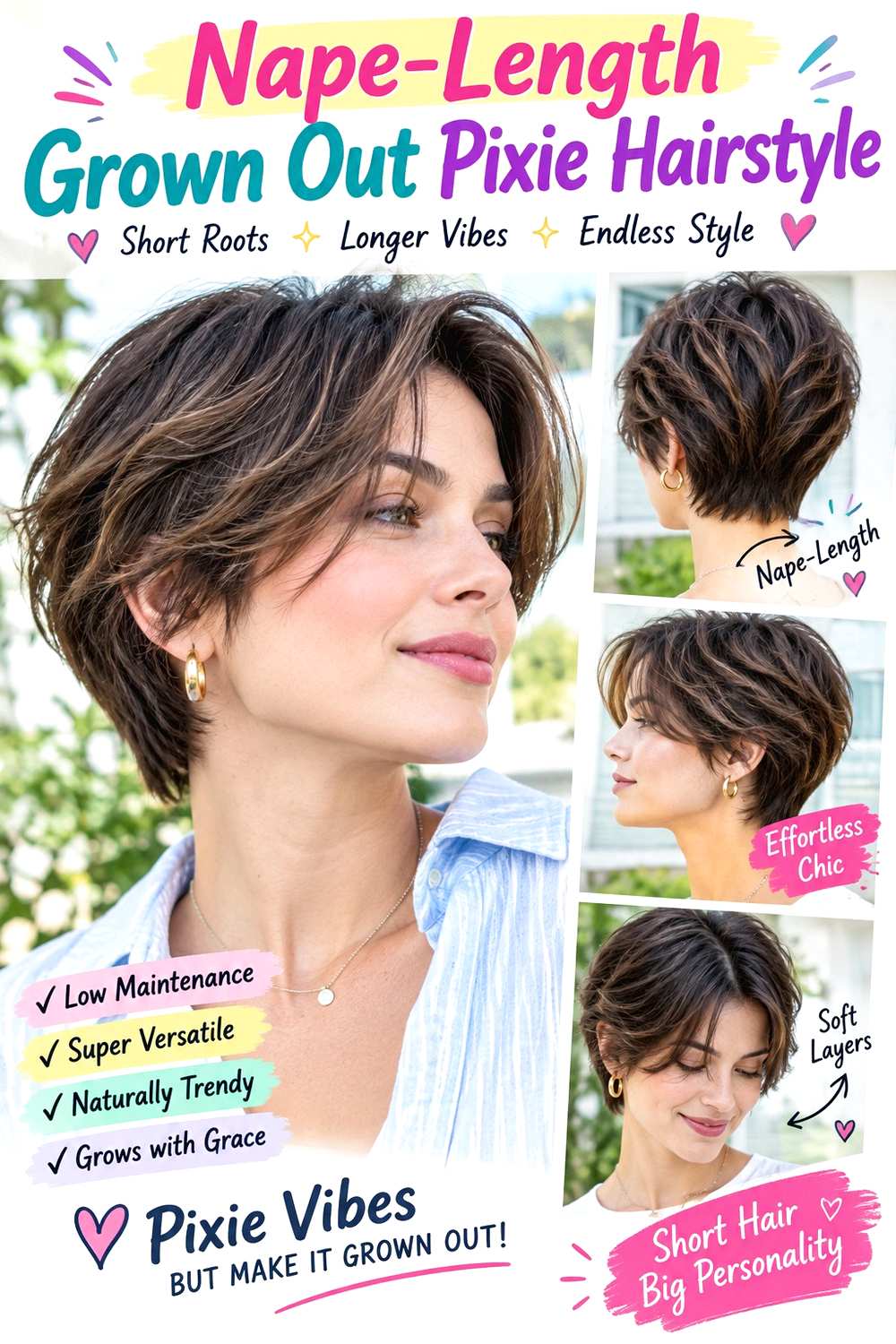 Nape-Length Grown Out Pixie Hairstyle