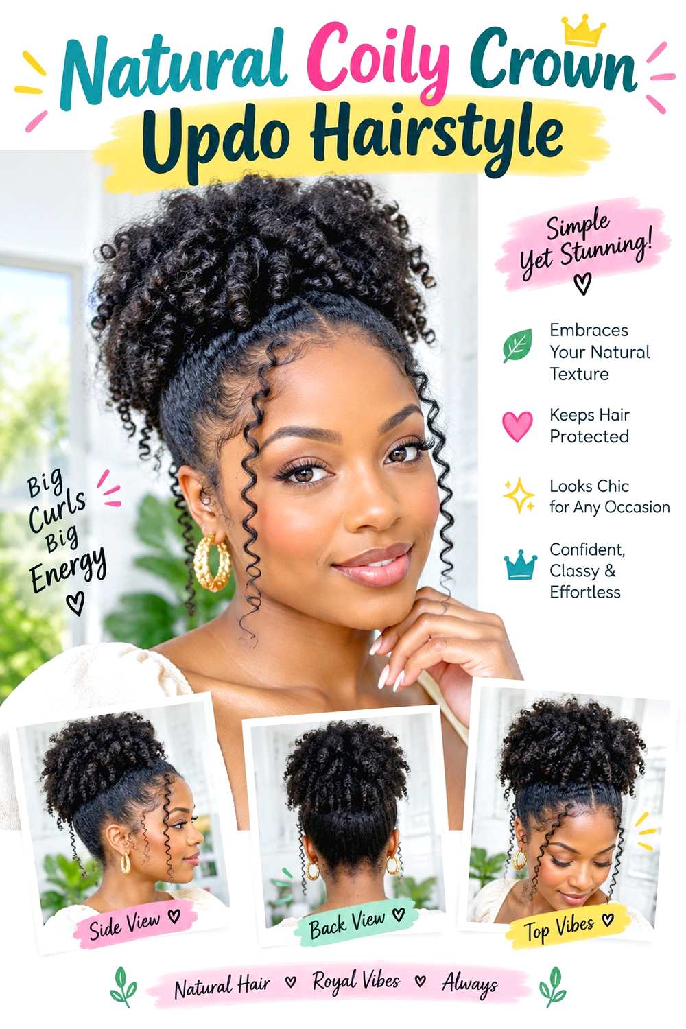 Natural Coily Crown Updo Hairstyle