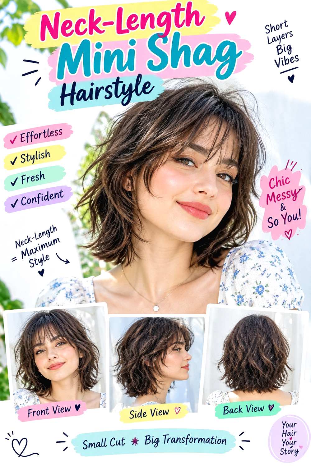 Neck-Length Mini Shag Hairstyle
