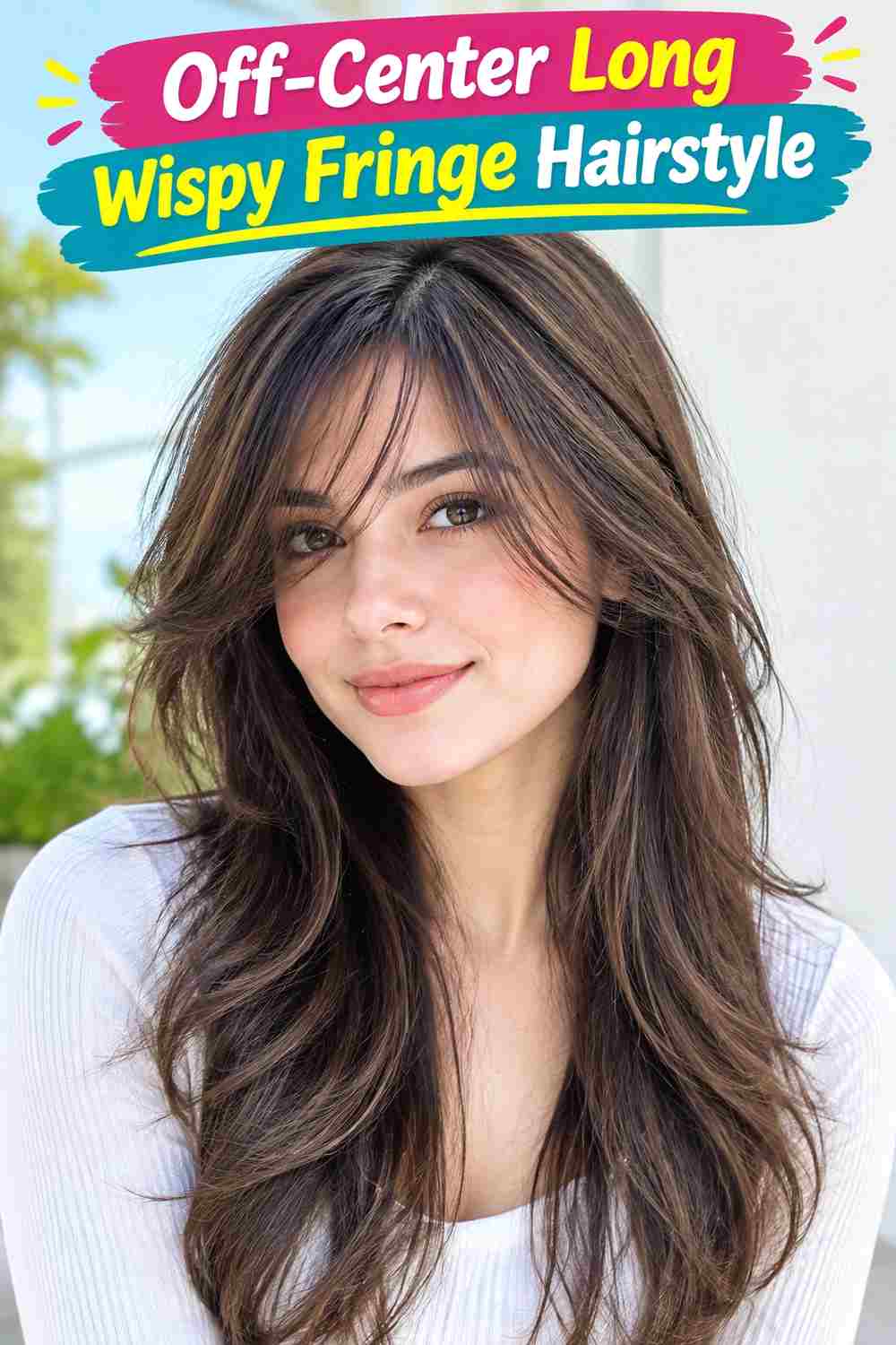 Off-Center Long Wispy Fringe Hairstyle