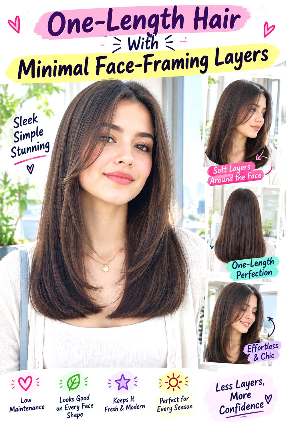 One-Length Hair With Minimal Face-Framing Layers Hairstyle