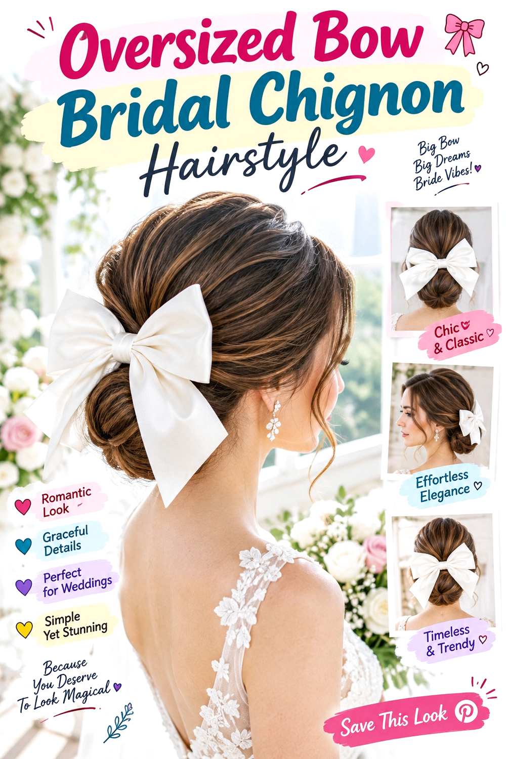 Oversized Bow Bridal Chignon Hairstyle