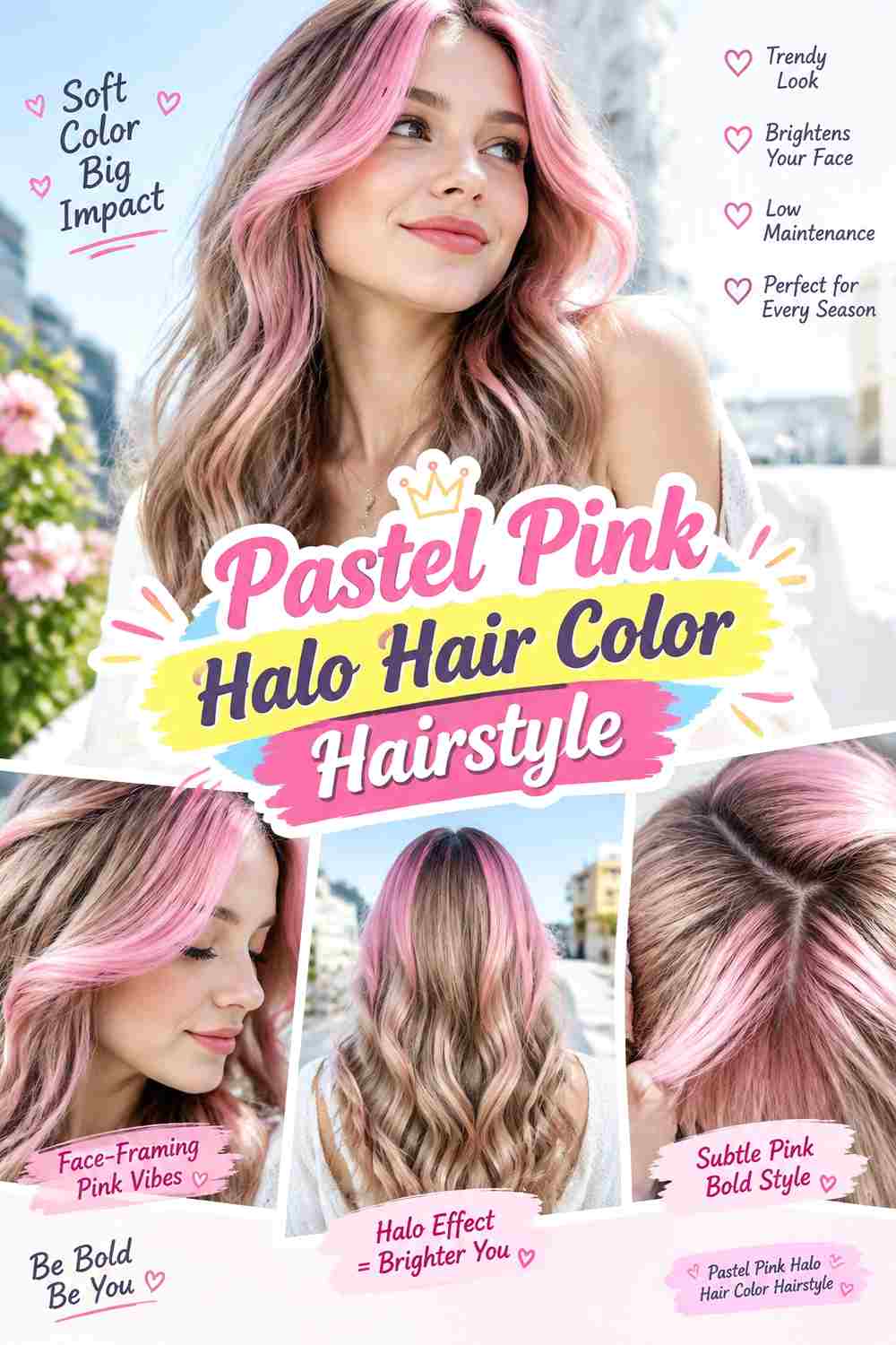 Pastel Pink Halo Hair Color Hairstyle