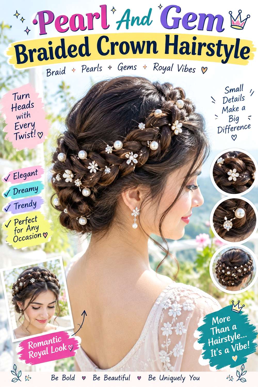 Pearl And Gem Braided Crown Hairstyle