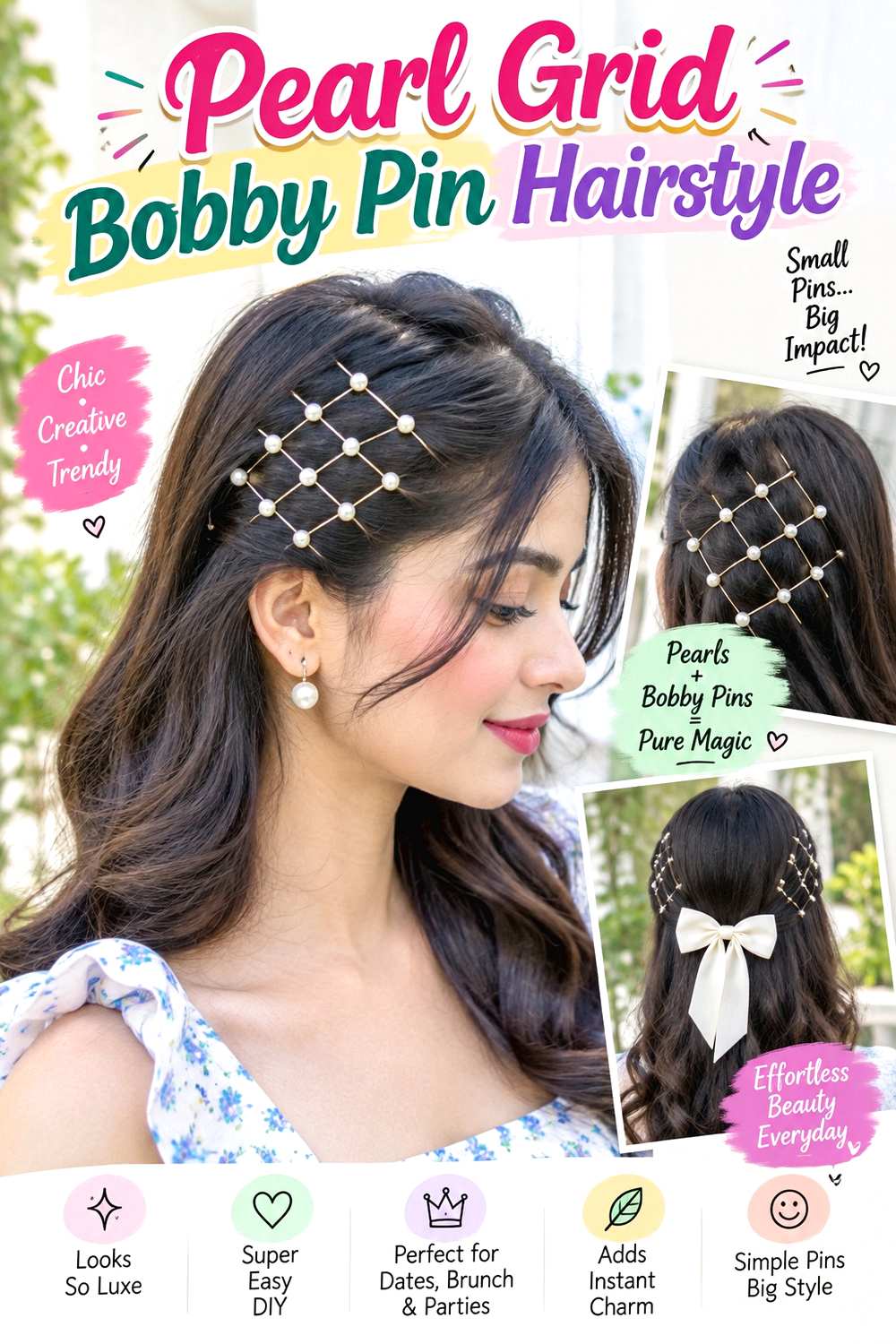 Pearl Grid Bobby Pin Hairstyle