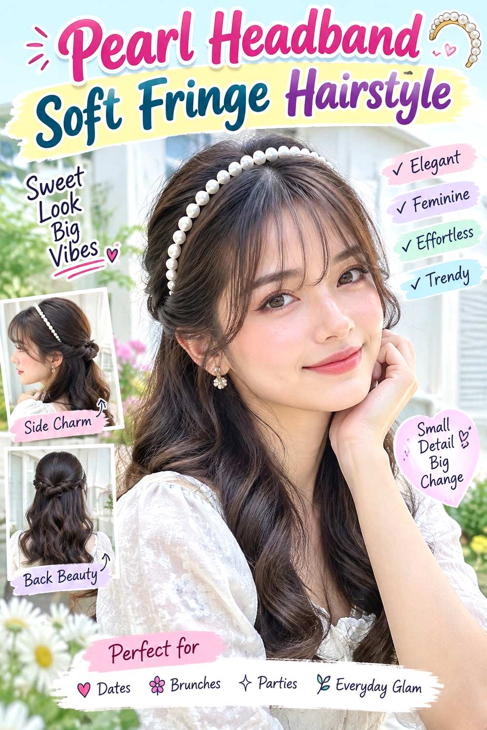 Pearl Headband Soft Fringe Hairstyle