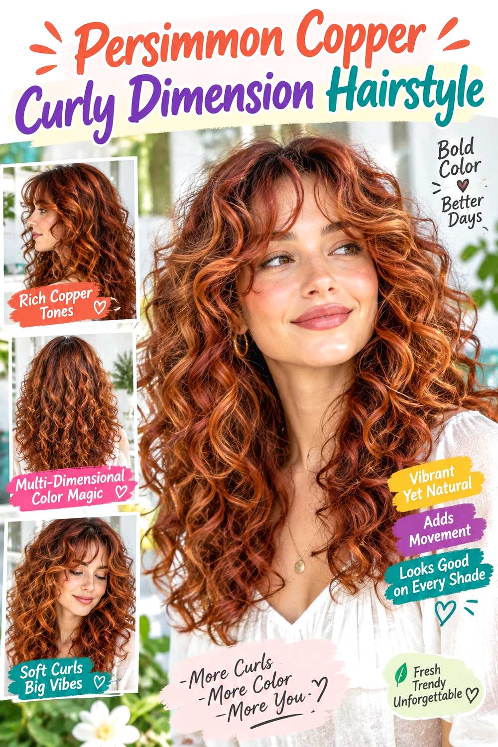 Persimmon Copper Curly Dimension Hairstyle