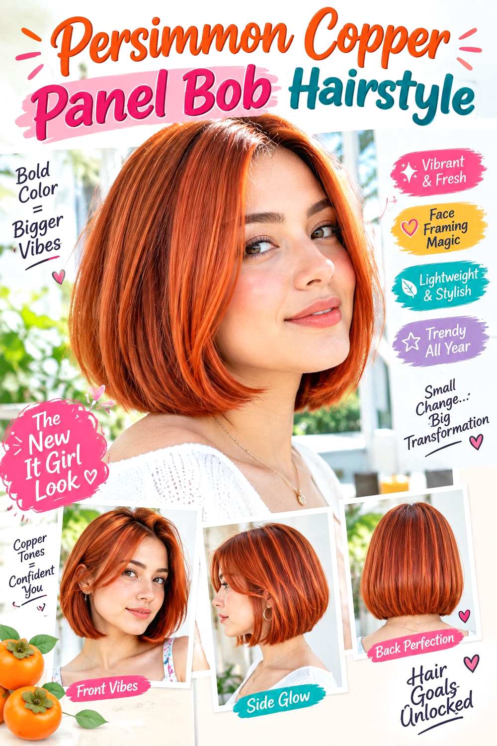 Persimmon Copper Panel Bob Hairstyle