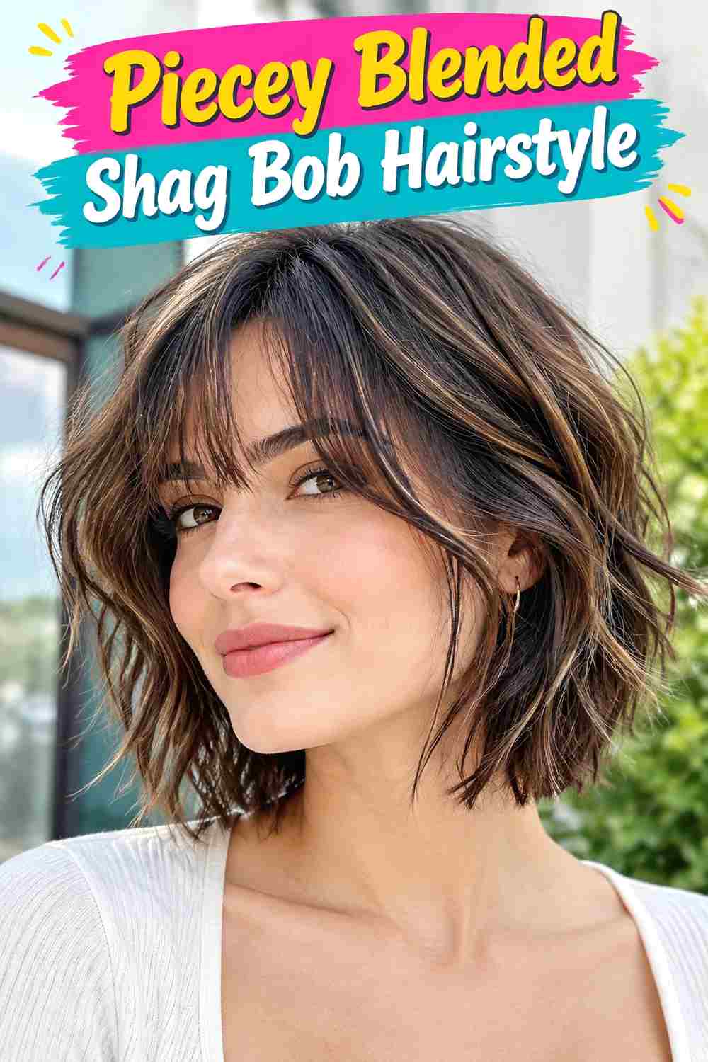 Piecey Blended Shag Bob Hairstyle