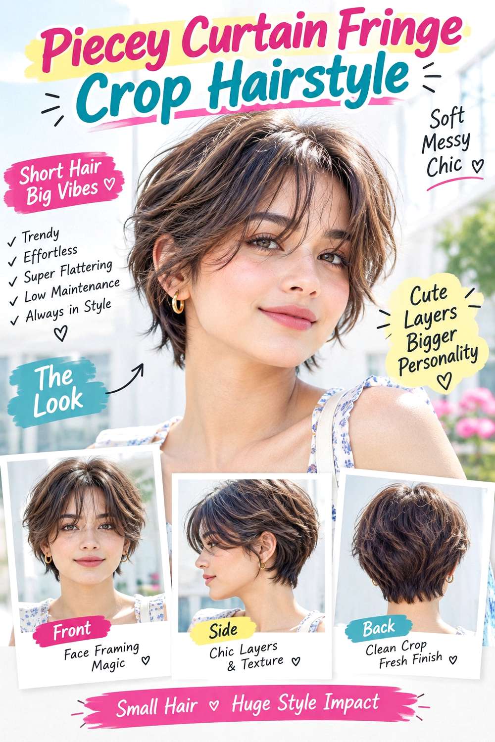 Piecey Curtain Fringe Crop Hairstyle