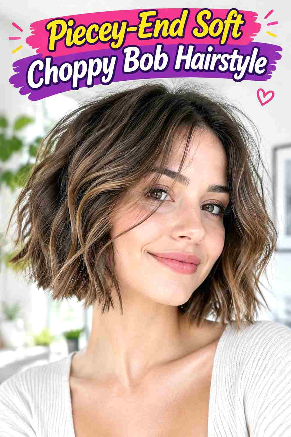 Piecey-End Soft Choppy Bob Hairstyle