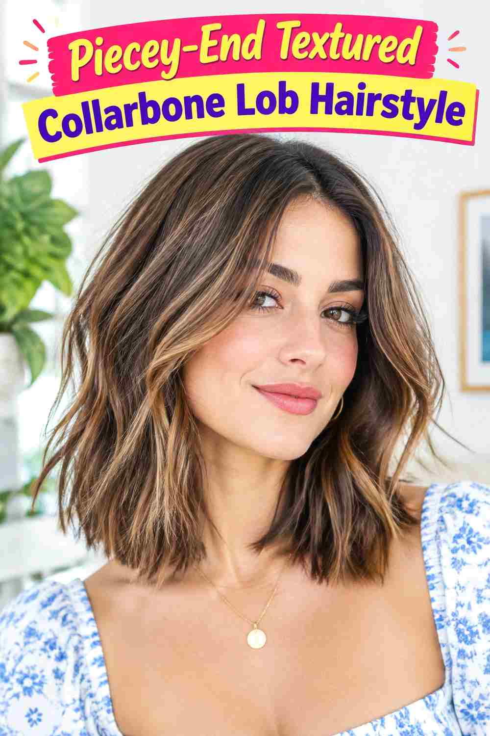 Piecey-End Textured Collarbone Lob Hairstyle
