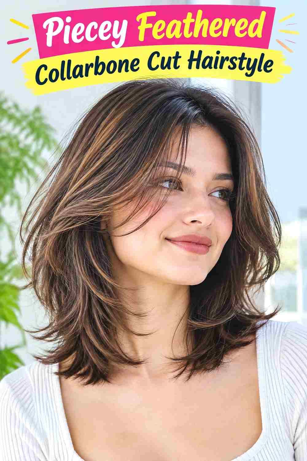 Piecey Feathered Collarbone Cut Hairstyle