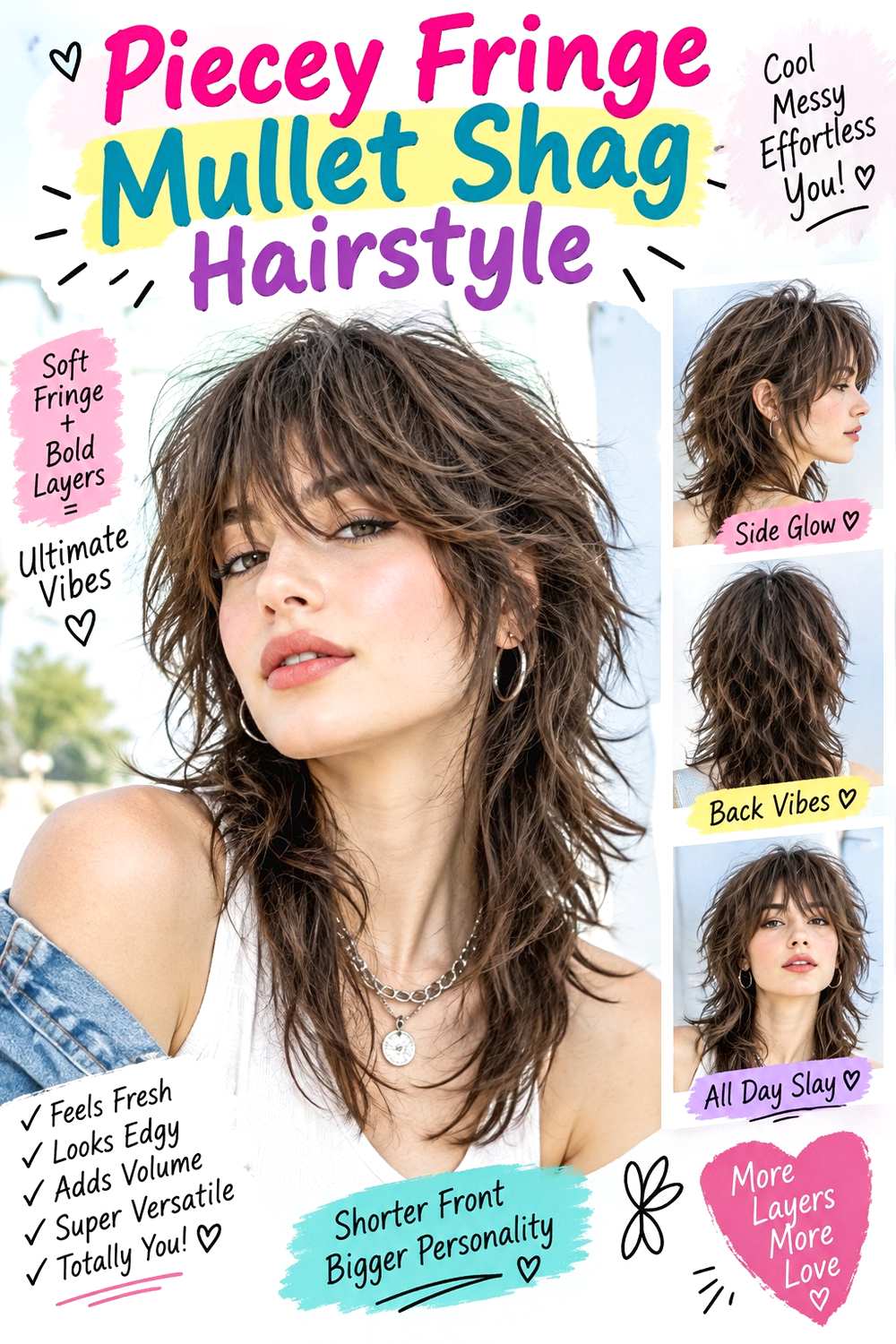 Piecey Fringe Mullet Shag Hairstyle