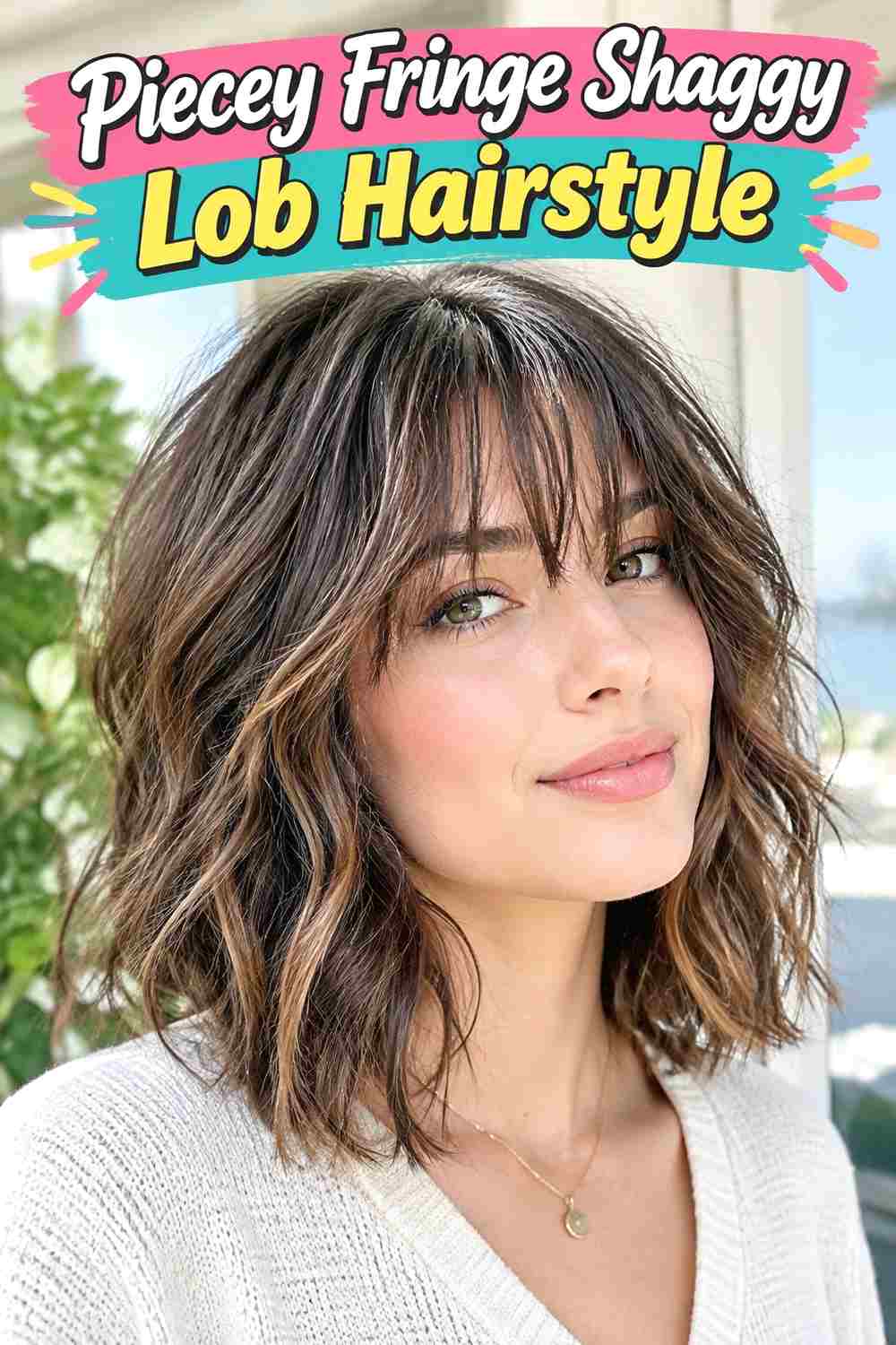 Piecey Fringe Shaggy Lob Hairstyle