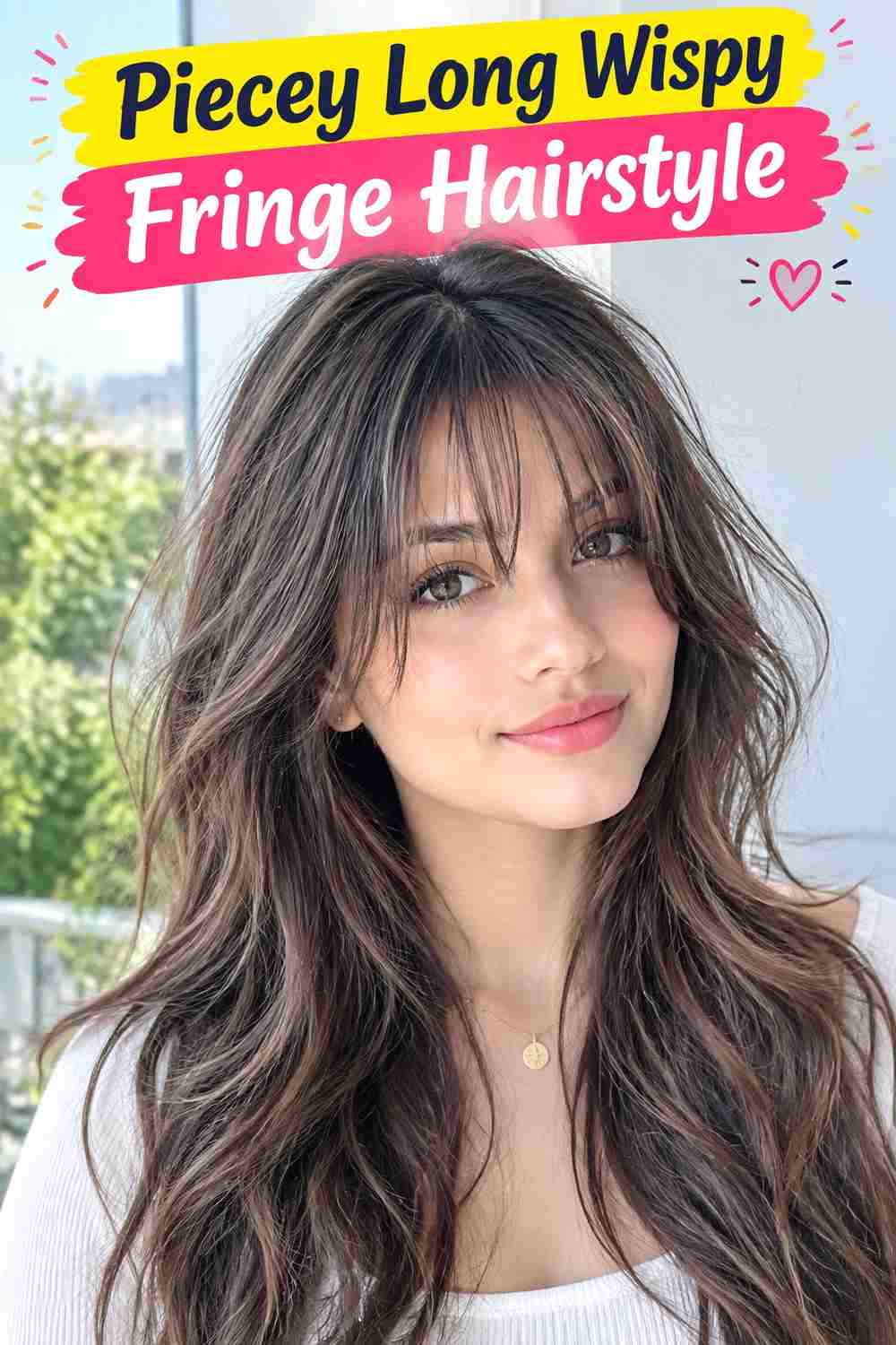 Piecey Long Wispy Fringe Hairstyle