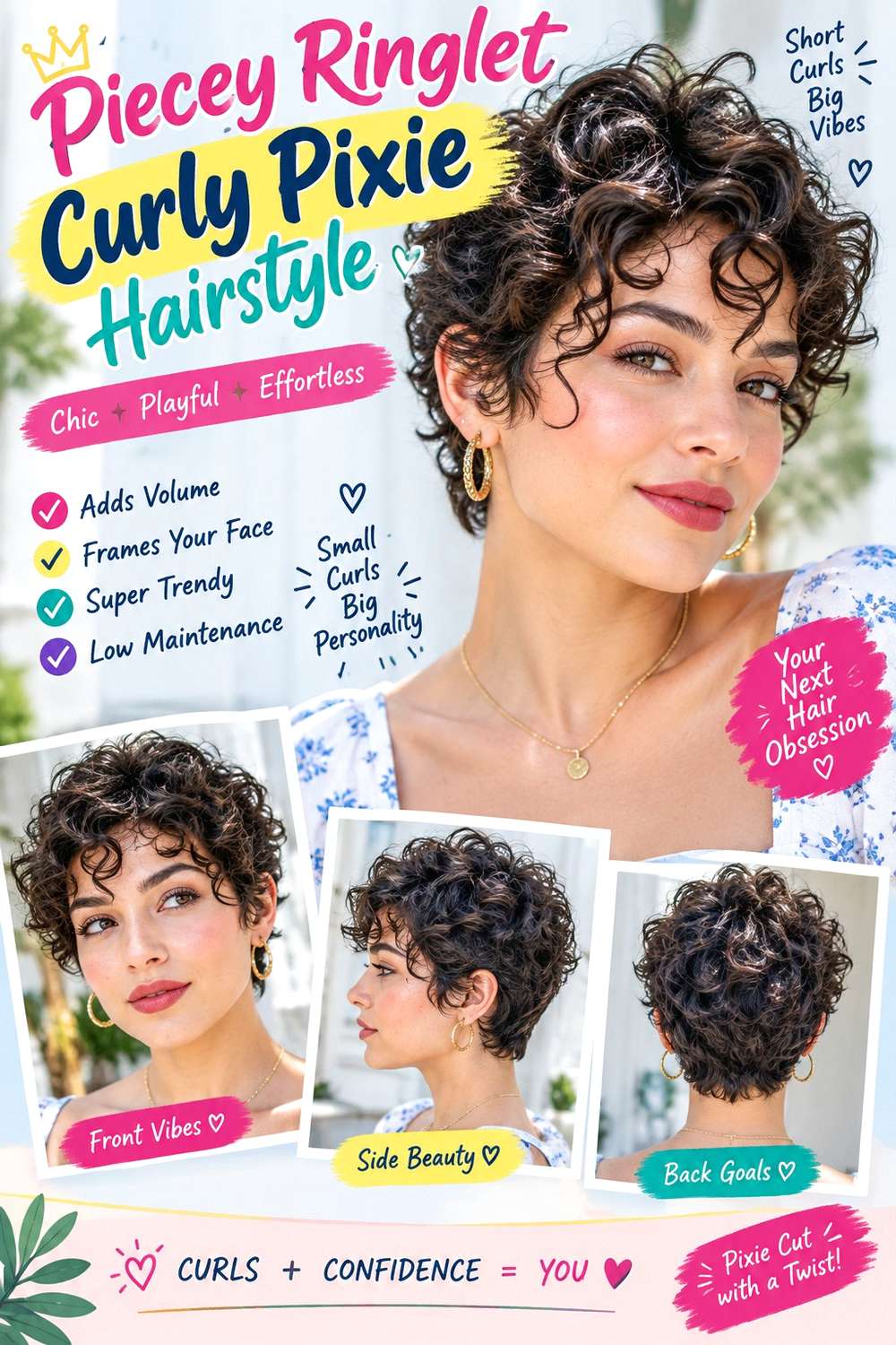 Piecey Ringlet Curly Pixie Hairstyle