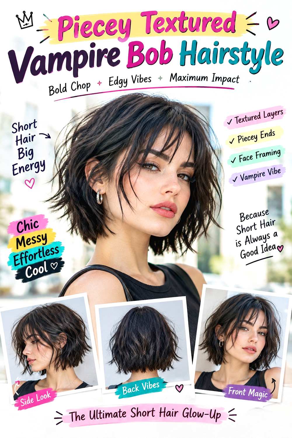 Piecey Textured Vampire Bob Hairstyle
