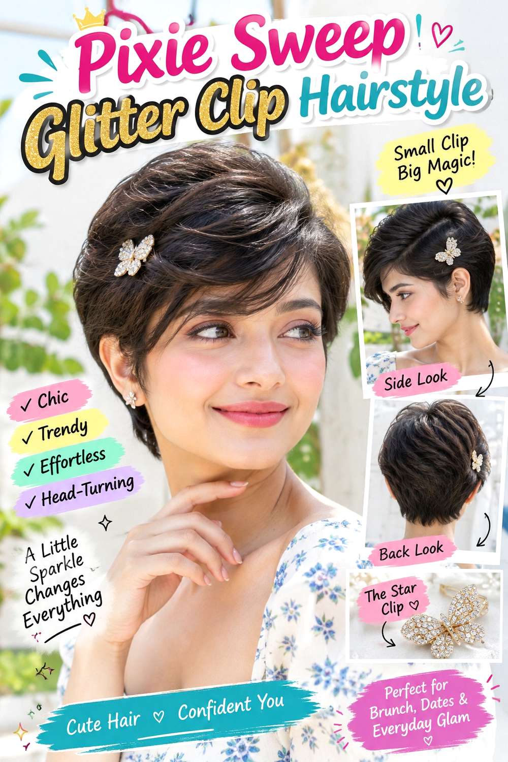 Pixie Sweep Glitter Clip Hairstyle