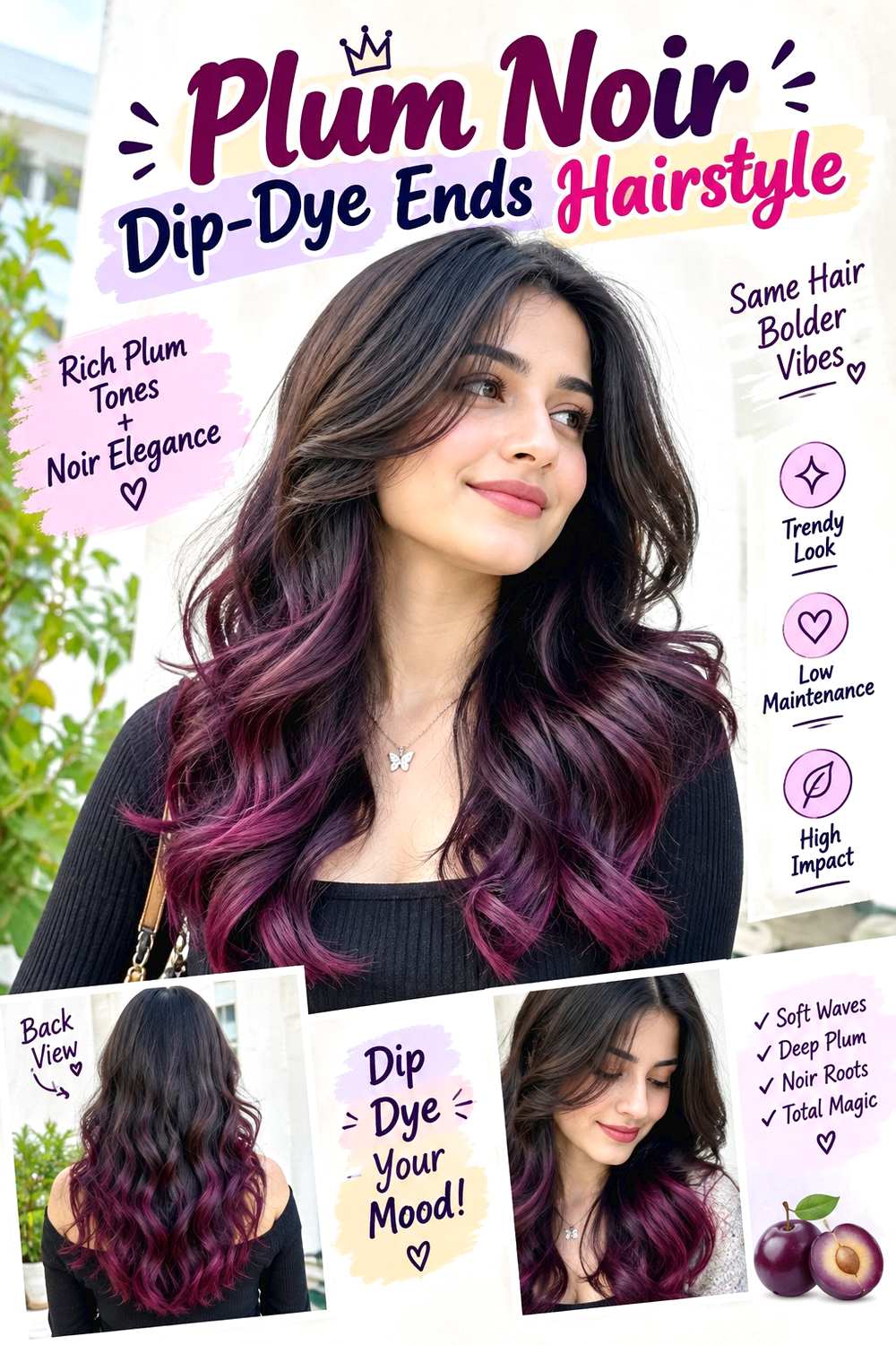 Plum Noir Dip-Dye Ends Hairstyle