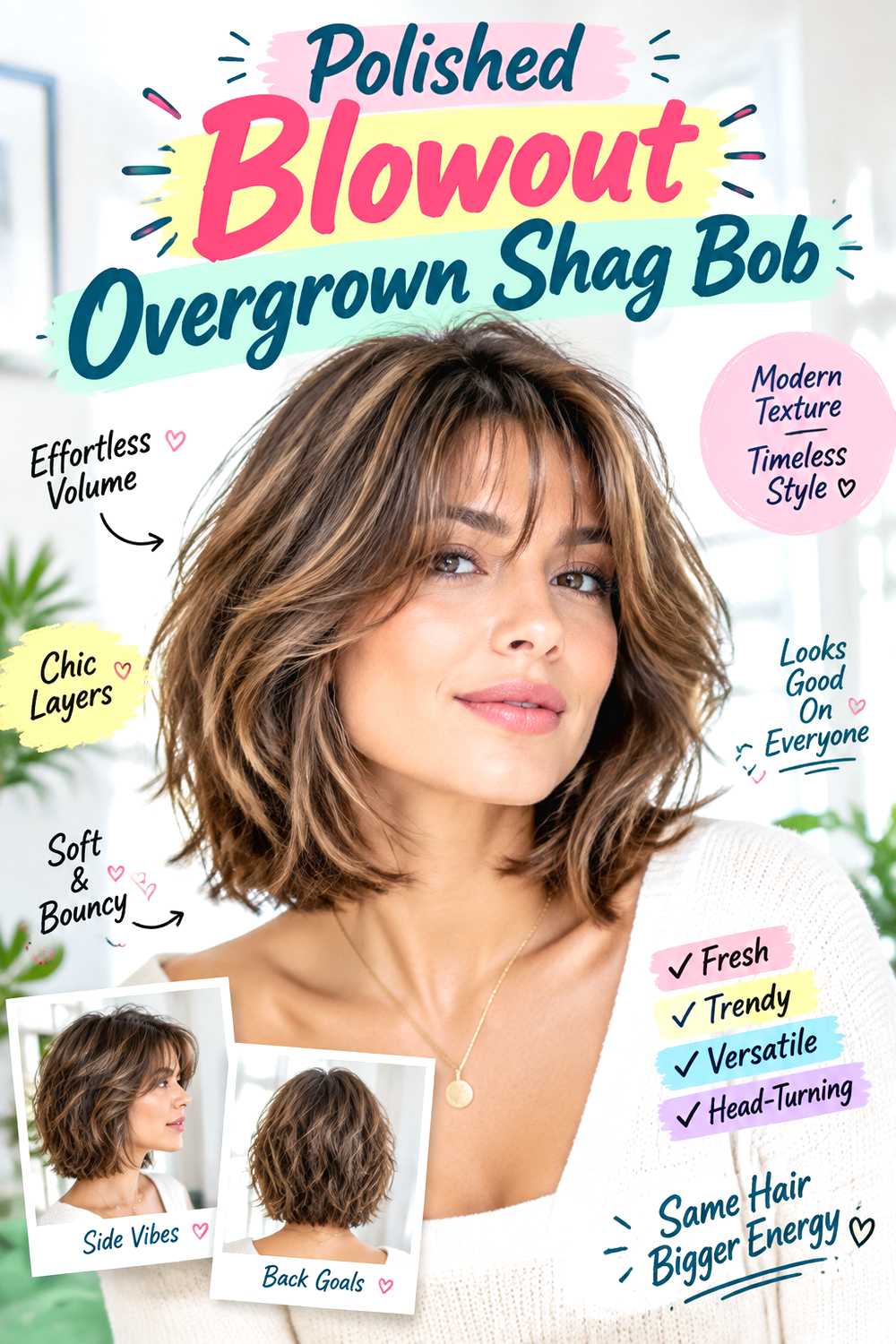 Polished Blowout Overgrown Shag Bob