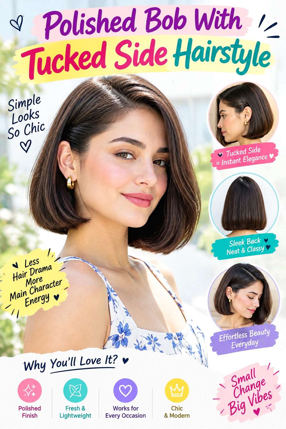 Polished Bob With Tucked Side Hairstyle
