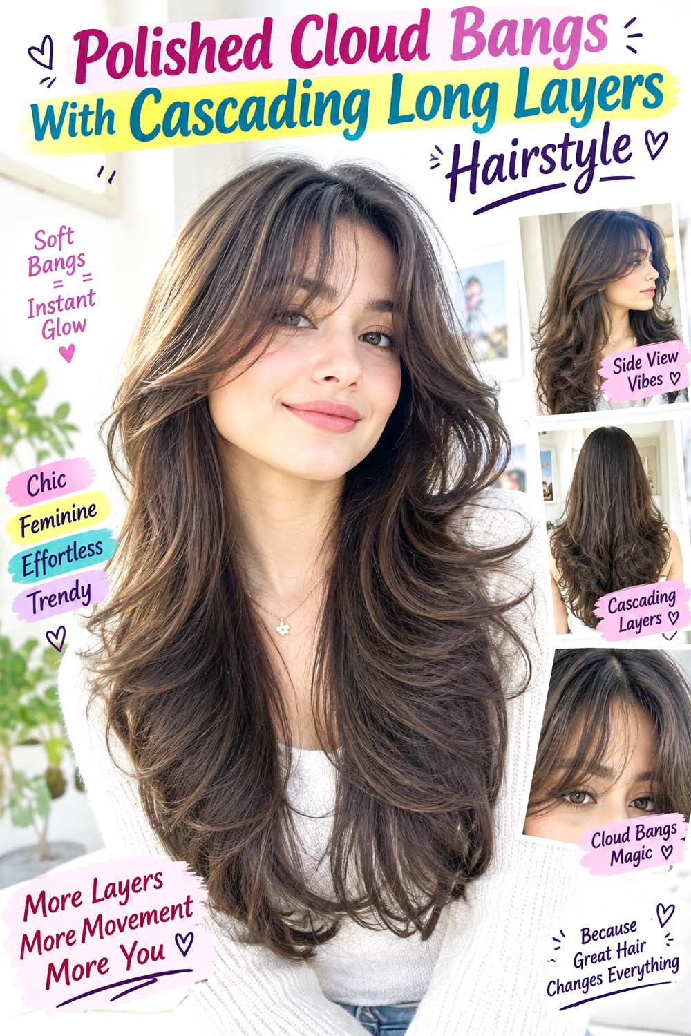 Polished Cloud Bangs With Cascading Long Layers Hairstyle