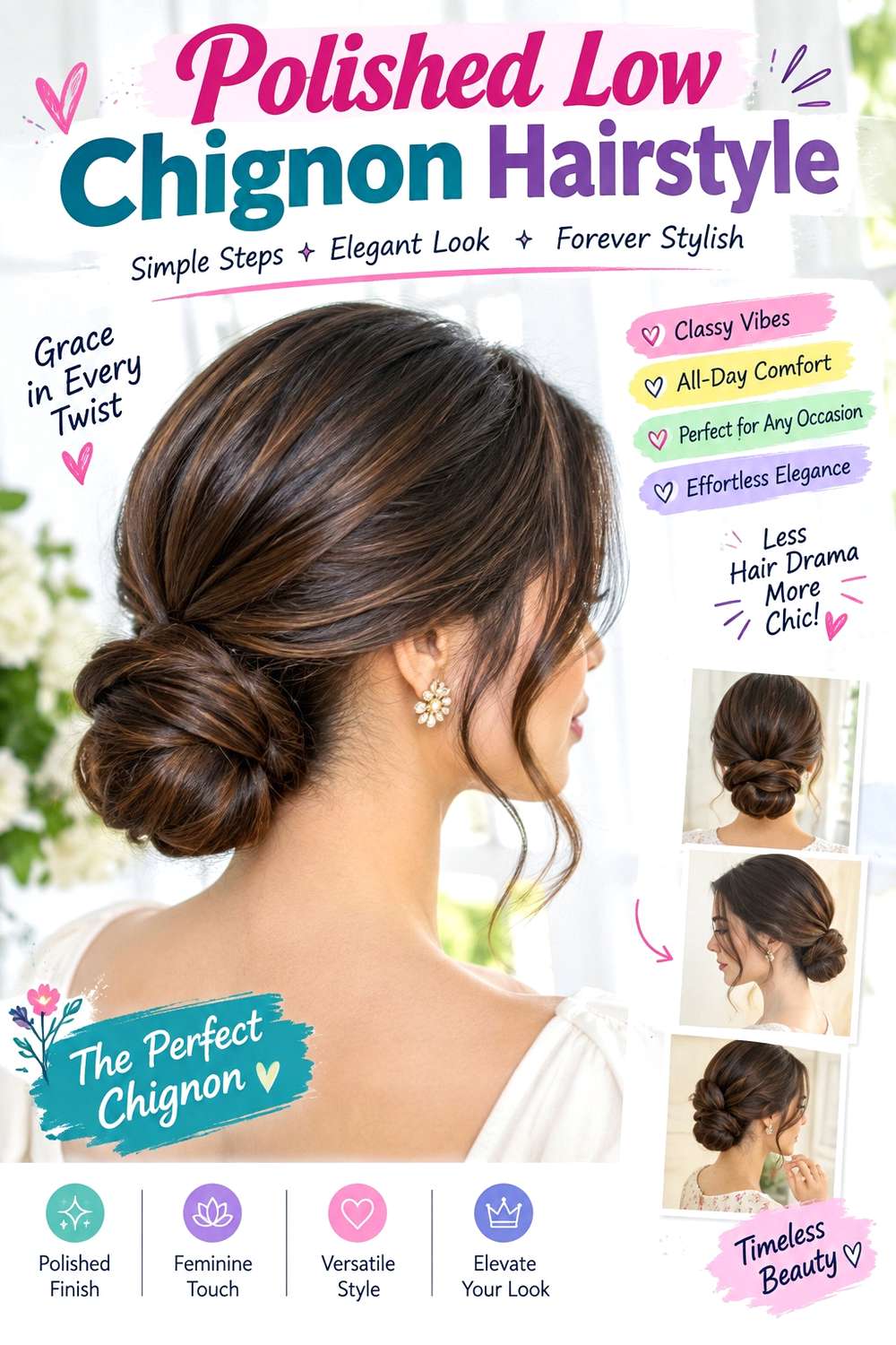 Polished Low Chignon Hairstyle