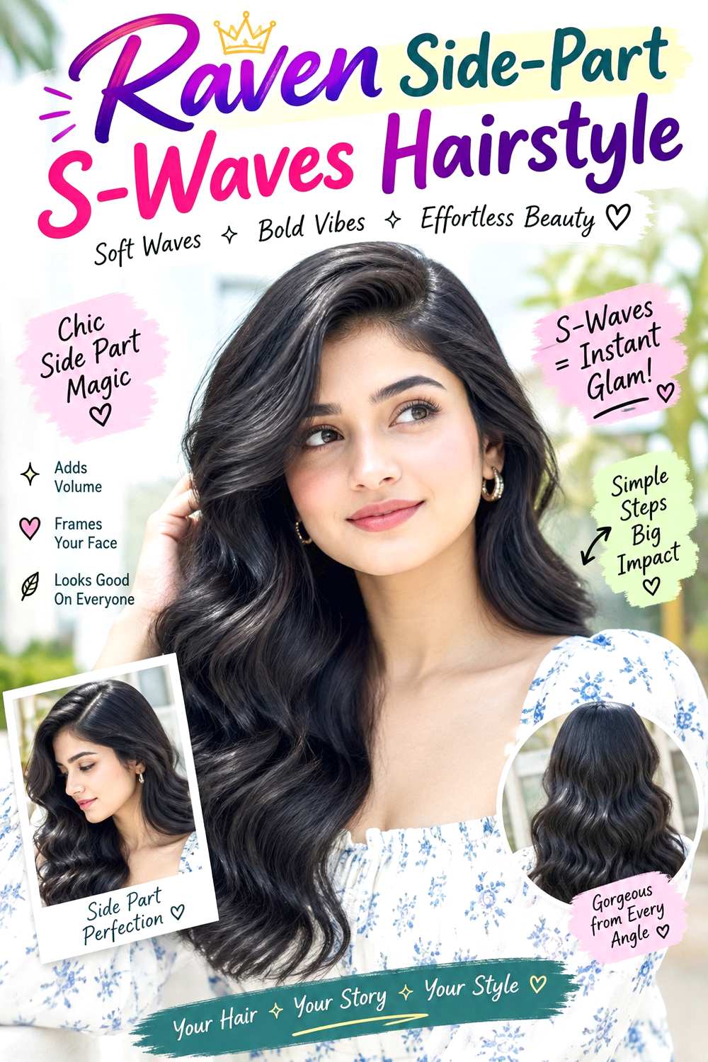Raven Side-Part S-Waves Hairstyle