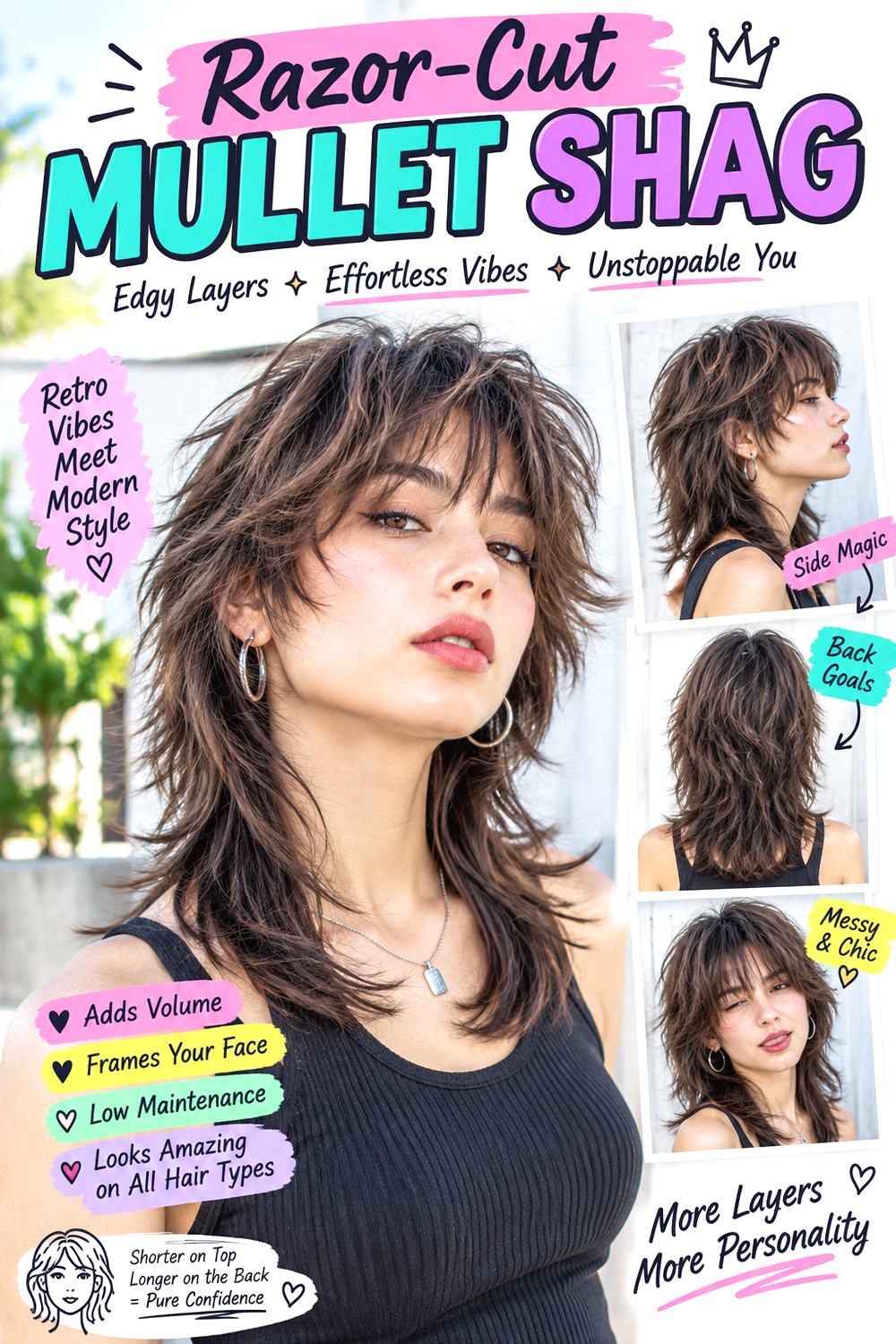 Razor-Cut Mullet Shag Hairstyle