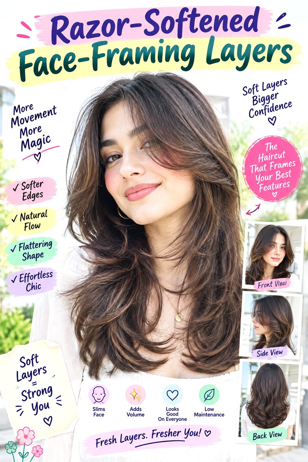 Razor-Softened Face-Framing Layers Hairstyle