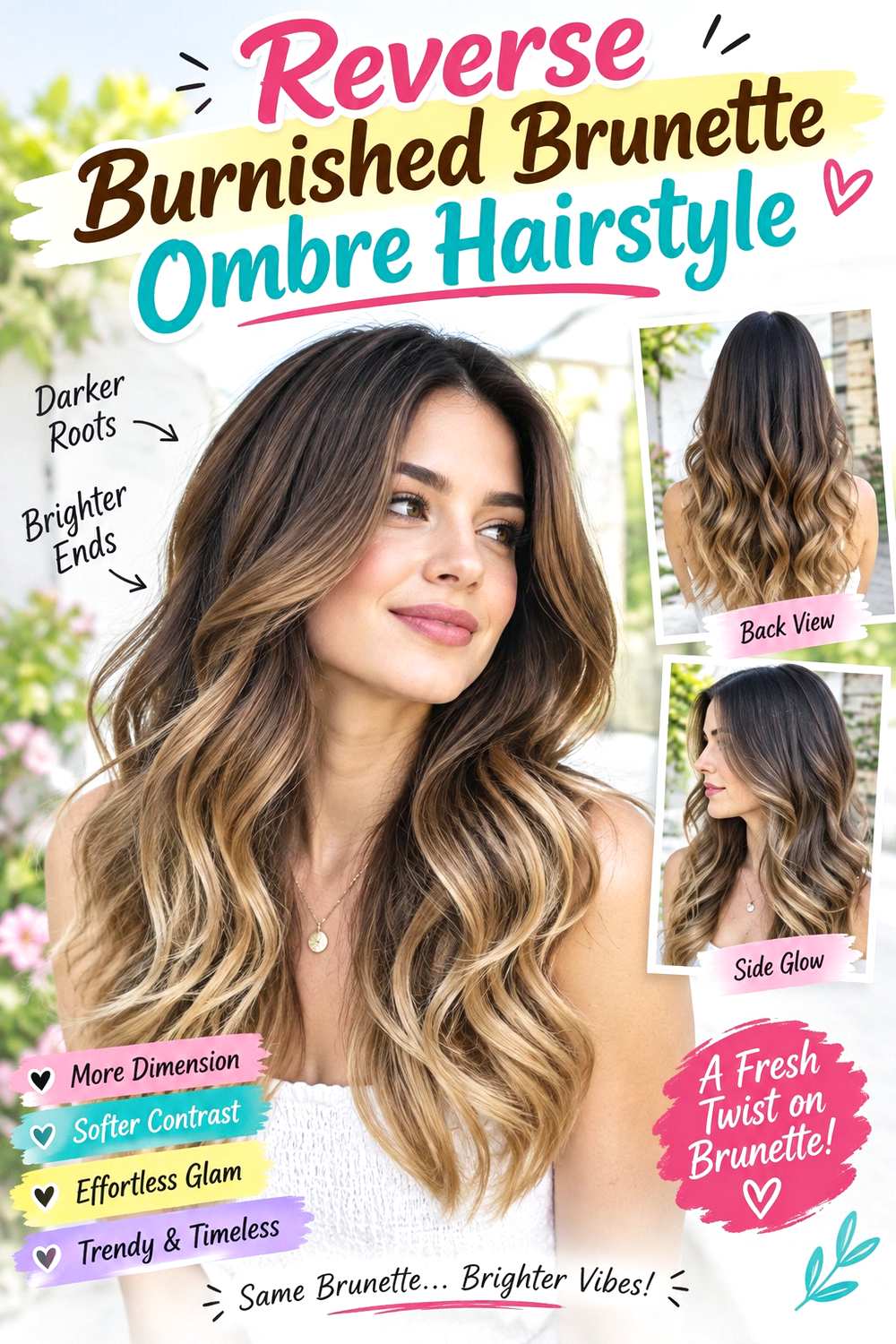 Reverse Burnished Brunette Ombre Hairstyle