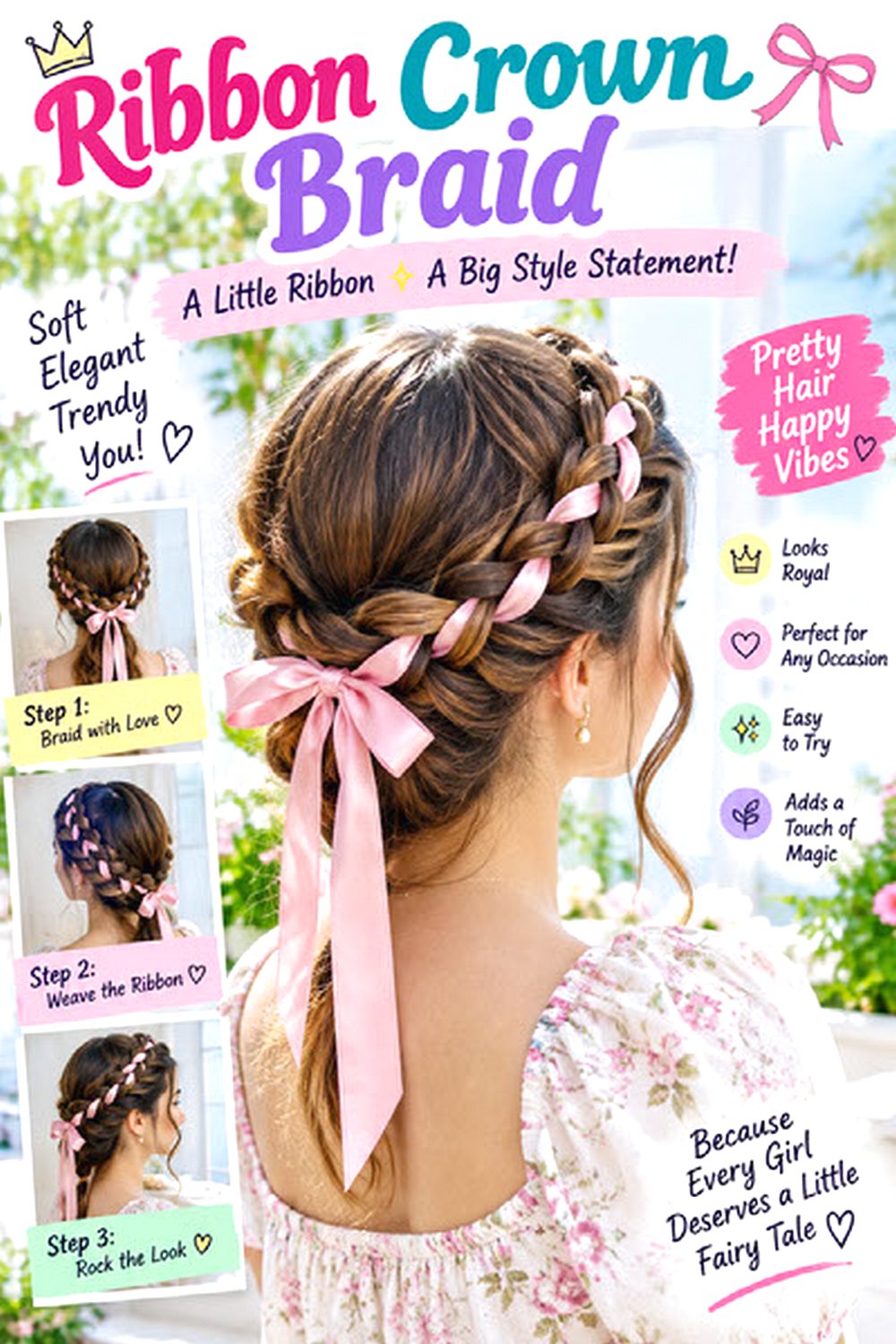 Ribbon Crown Braid hairstyle