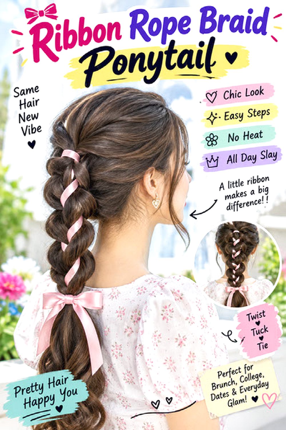 Ribbon Rope Braid Ponytail hairstyle