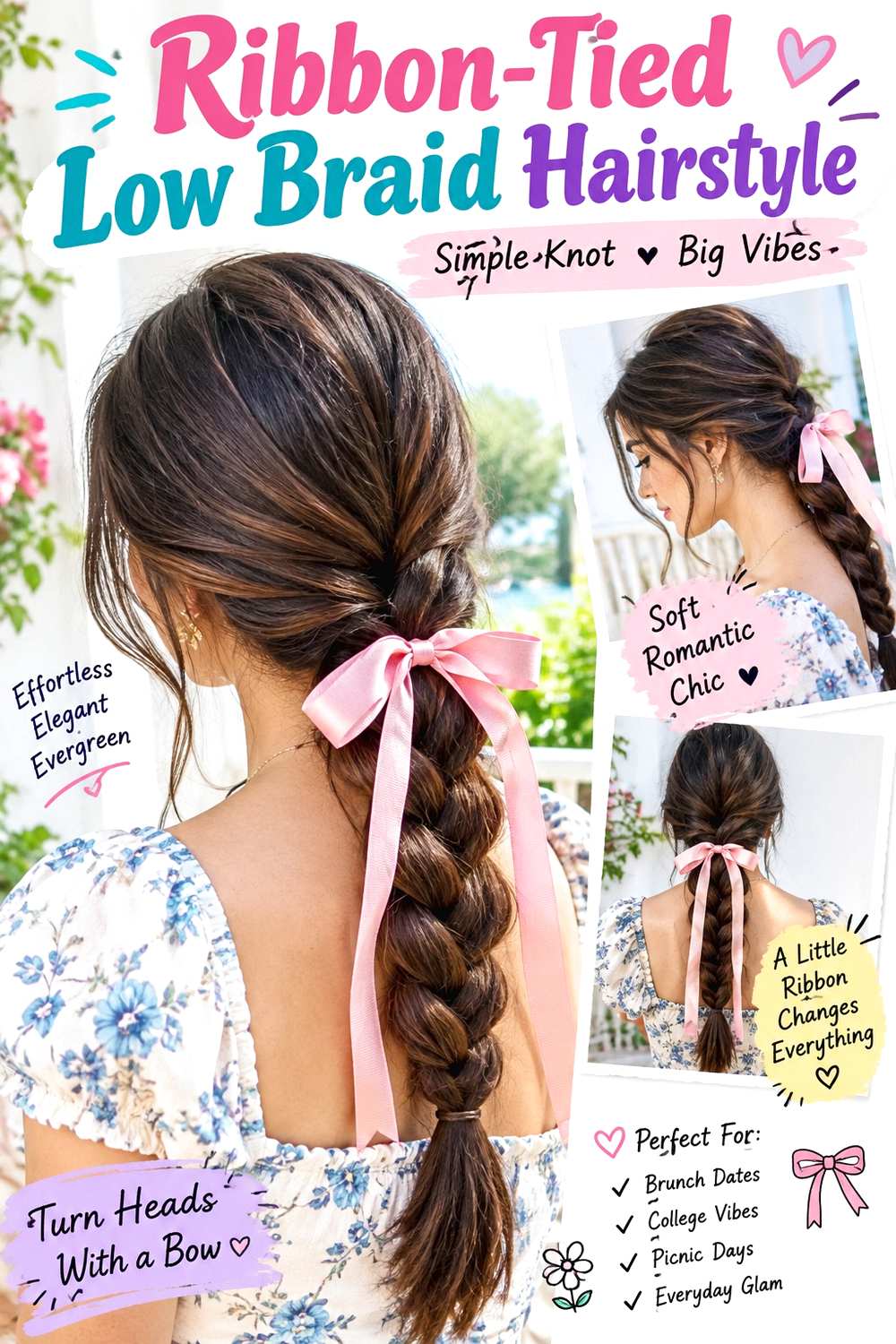 Ribbon-Tied Low Braid Hairstyle